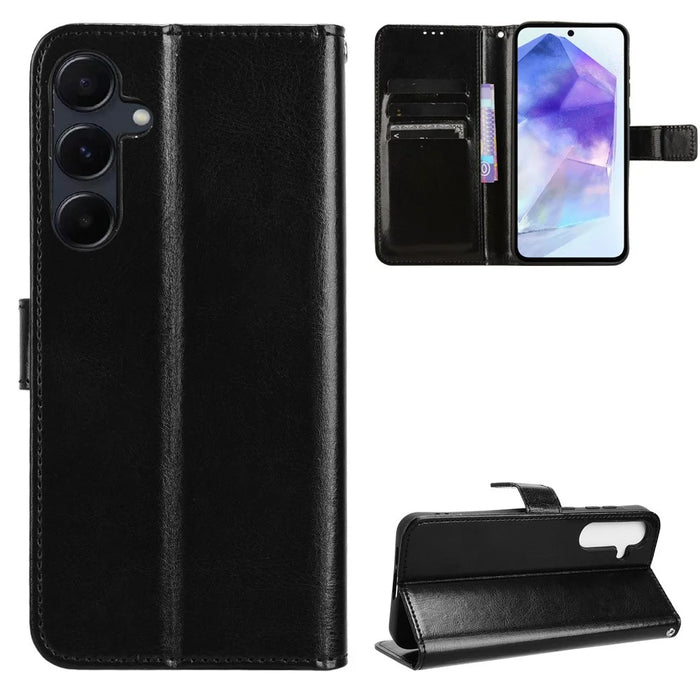 Case for Samsung Galaxy A35 5G Leather Phone Case with Card Holder TPU Inner Shell - Black - 7