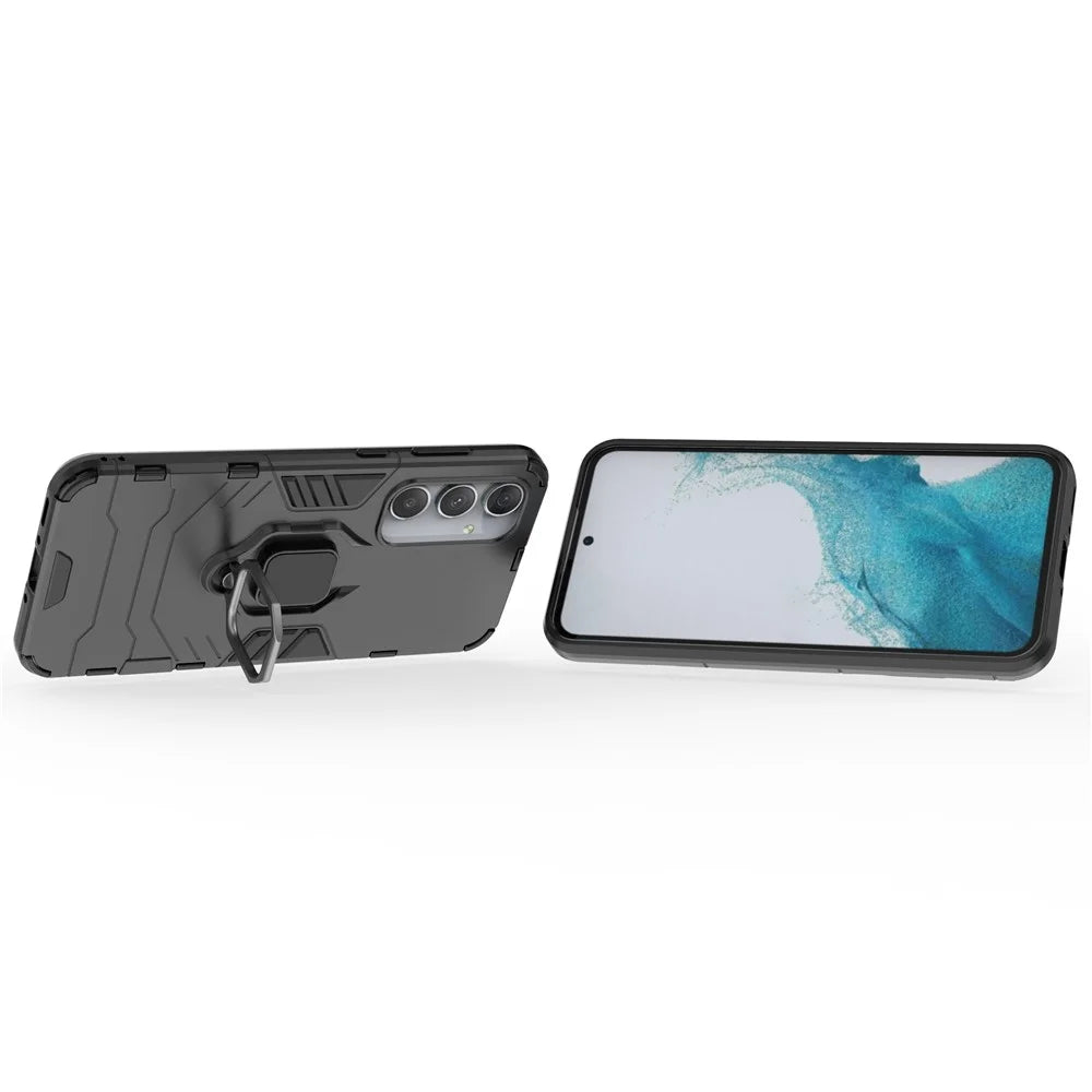 For Samsung Galaxy A35 5G Cell Phone Case PC + TPU Anti-scratch Cover with Ring Kickstand - Black - 3