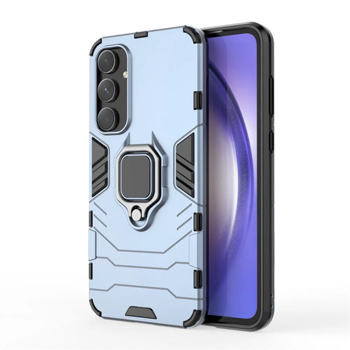 For Samsung Galaxy A55 5G Case Anti-drop PC + TPU Ring Kickstand Phone Shell - Blue - 1