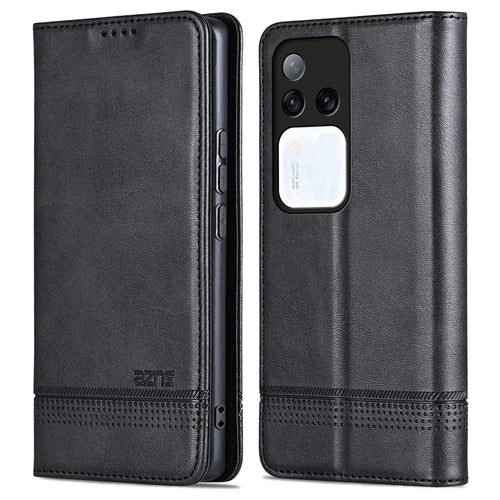 AZNS For vivo S18 Pro 5G Magnetic Case Leather Wallet Stand Phone Cover - Black - 1