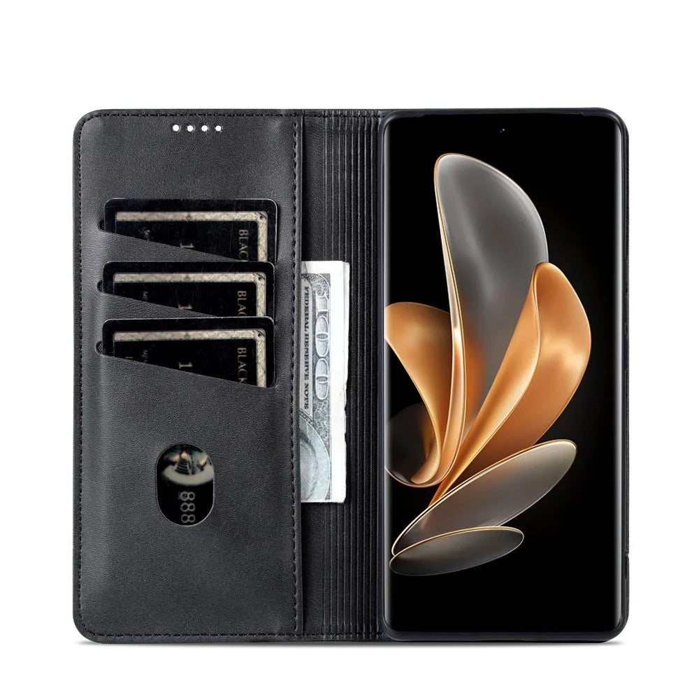AZNS For vivo S18 Pro 5G Magnetic Case Leather Wallet Stand Phone Cover - Black - 2