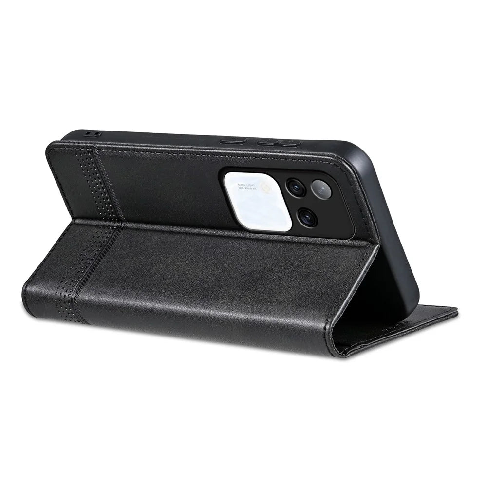 AZNS For vivo S18 Pro 5G Magnetic Case Leather Wallet Stand Phone Cover - Black - 4