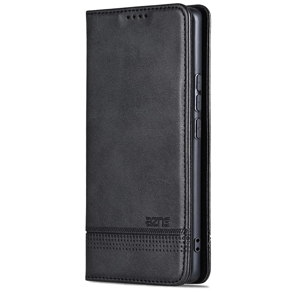 AZNS For vivo S18 Pro 5G Magnetic Case Leather Wallet Stand Phone Cover - Black - 6