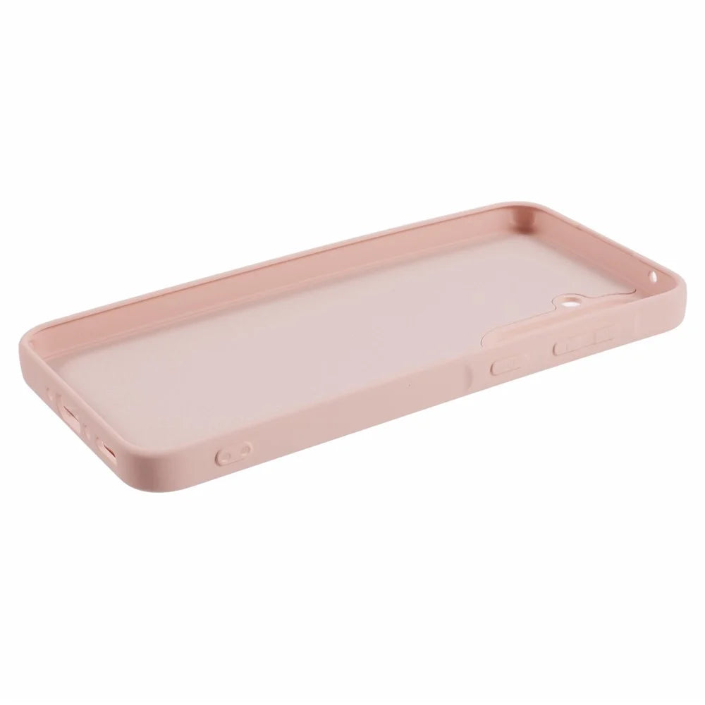For Samsung Galaxy A35 5G Cover TPU Rubberized Phone Case with Soft Fiber Lining - Pink - 5