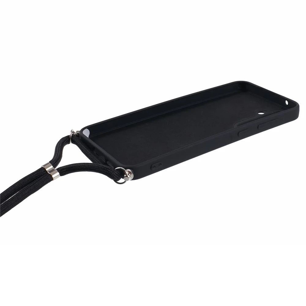 For Samsung Galaxy A35 5G TPU Case Fiber Inner Lining Phone Cover with Lanyard - Black - 3