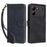 For ZTE Blade A54 Wallet Case Leather RFID Blocking Phone Cover with Hand Strap - Black - 1