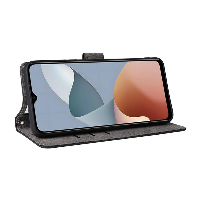 For ZTE Blade A54 Wallet Case Leather RFID Blocking Phone Cover with Hand Strap - Black - 3