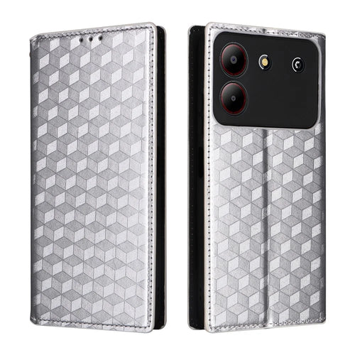 For ZTE Blade A54 Leather Case Magnetic Auto Closing Phone Wallet Cover - Silver - 1