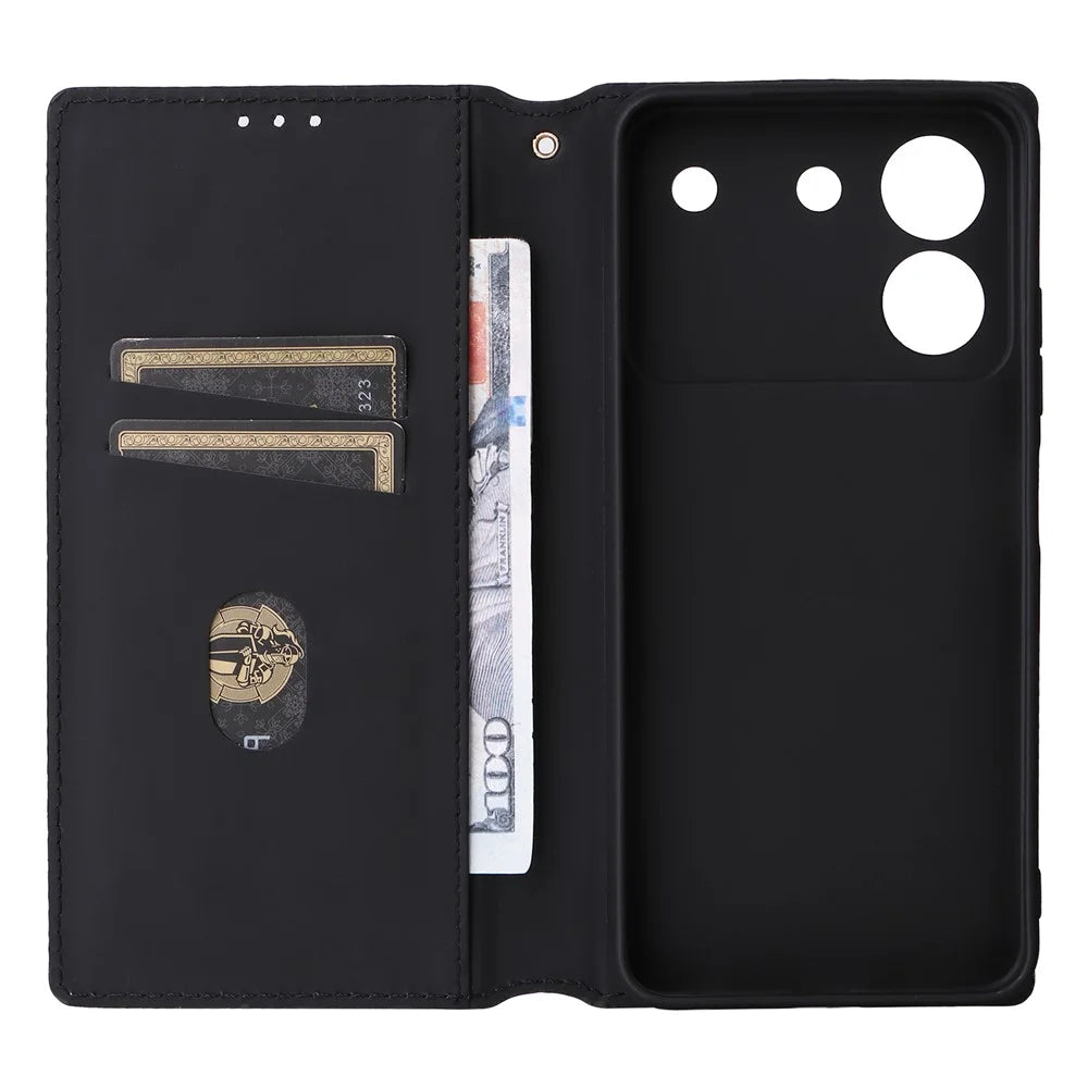 For ZTE Blade A54 Leather Case Magnetic Auto Closing Phone Wallet Cover - Silver - 2