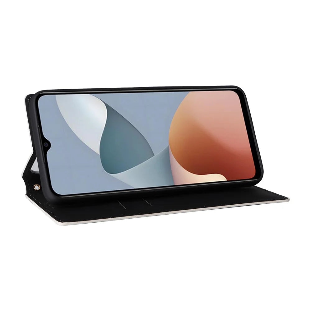 For ZTE Blade A54 Leather Case Magnetic Auto Closing Phone Wallet Cover - Silver - 3