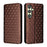 For Samsung Galaxy S24 Magnetic Phone Case Rhombus Pattern Leather Cover - Brown - 1