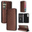 For Samsung Galaxy S24 Magnetic Phone Case Rhombus Pattern Leather Cover - Brown - 7