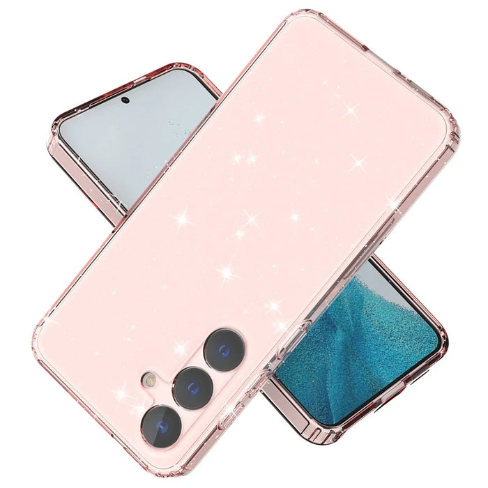 For Samsung Galaxy S24 TPU Case Glitter Clear Phone Back Cover - Transparent Pink - 2