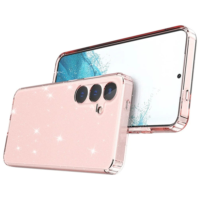 For Samsung Galaxy S24 TPU Case Glitter Clear Phone Back Cover - Transparent Pink - 3