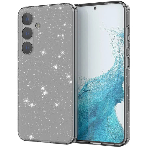 For Samsung Galaxy S24+ Clear Phone Case Soft TPU Cover Glitter Powder - Transparent Black - 1