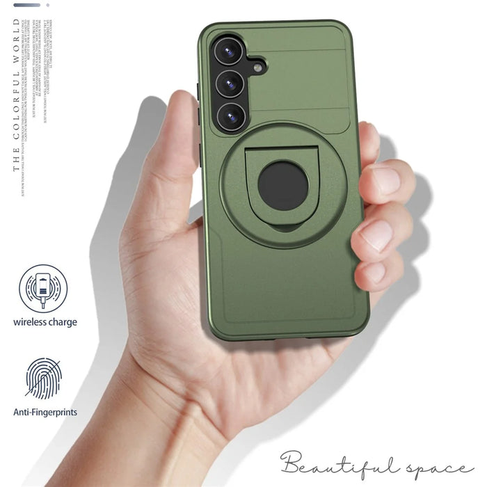 For Samsung Galaxy S24+ Phone Case Magnetic Kickstand Cover Magnetic Case - Green - 2