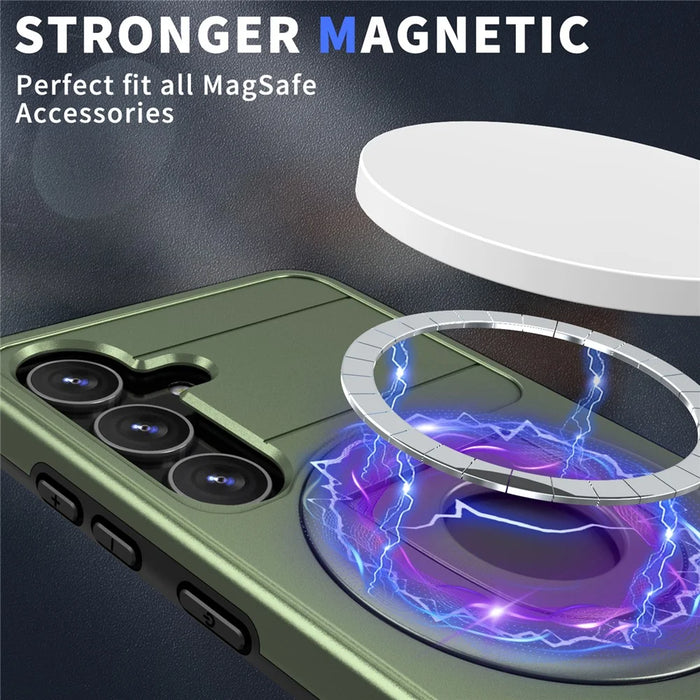For Samsung Galaxy S24+ Phone Case Magnetic Kickstand Cover Magnetic Case - Green - 3
