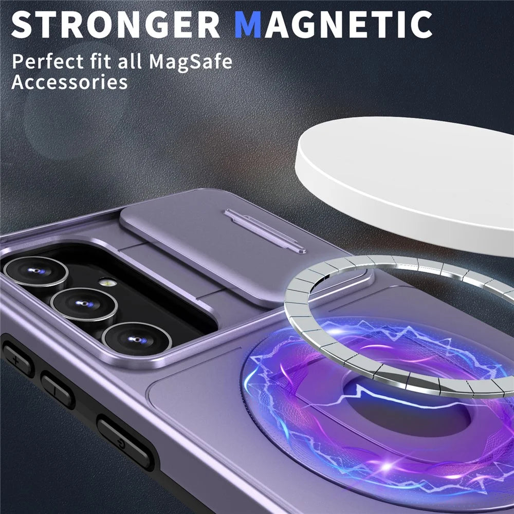 For Samsung Galaxy A54 5G Phone Case with Slide Camera Protection Magnetic Cover - Purple - 3