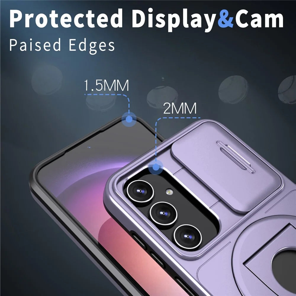 For Samsung Galaxy A54 5G Phone Case with Slide Camera Protection Magnetic Cover - Purple - 5