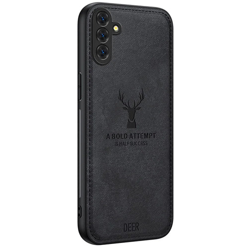 For Samsung Galaxy A15 4G / 5G Phone Case Imprinted Deer Pattern PU Leather Back Cover - Black - 1