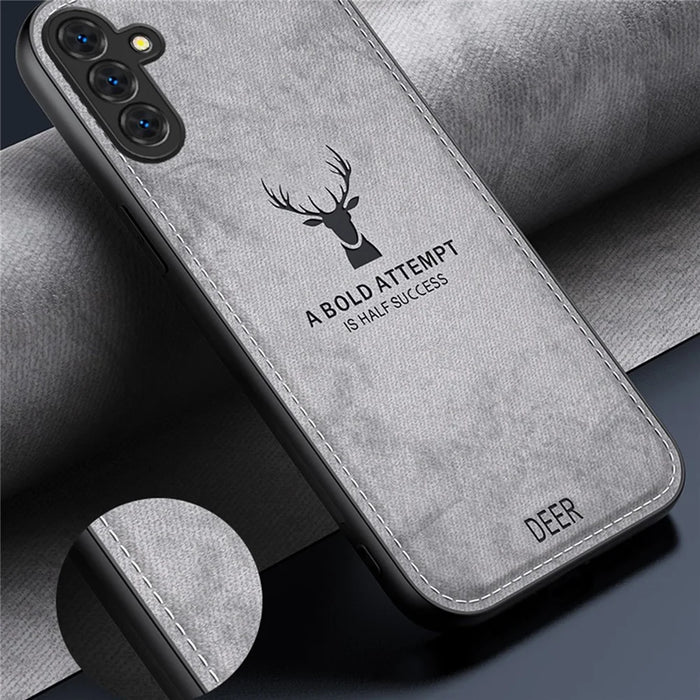 For Samsung Galaxy A15 4G / 5G Phone Case Imprinted Deer Pattern PU Leather Back Cover - Black - 5