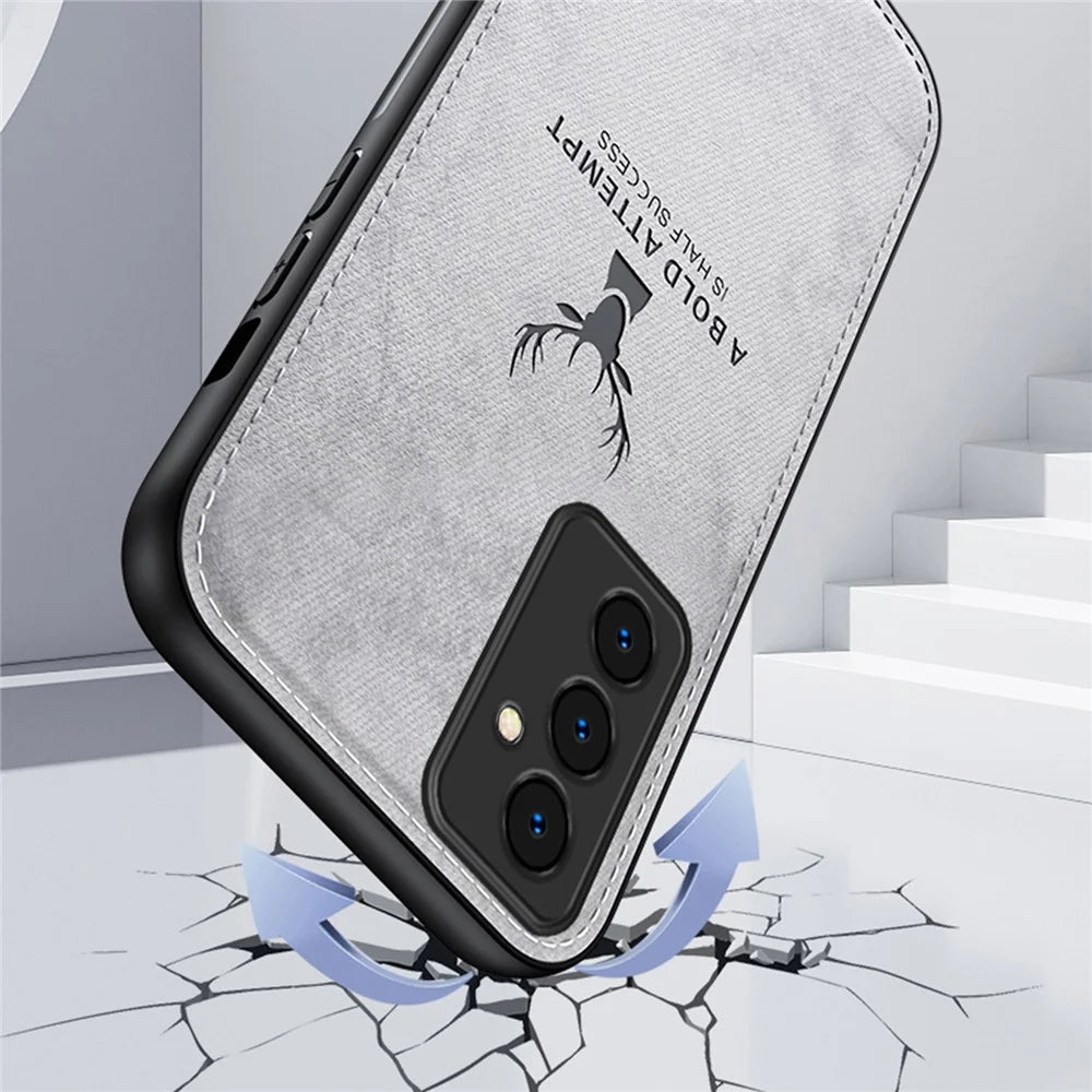 For Samsung Galaxy A35 5G Phone Case Shockproof Hybrid Protective Cover Deer Pattern - Grey - 3