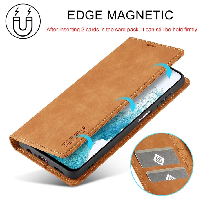 LC.IMEEKE For Samsung Galaxy A15 4G / 5G Microfiber Leather Case Strong Magnetic Suction Phone Cover - Brown - 6