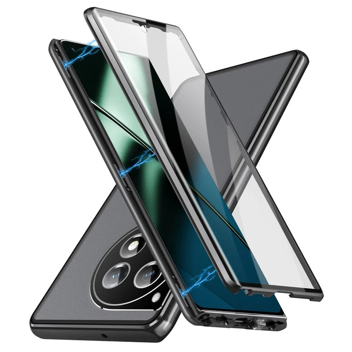 For OnePlus 12 5G Tempered Glass Case Security Lock Full Body Protection Phone Cover - Black - 2