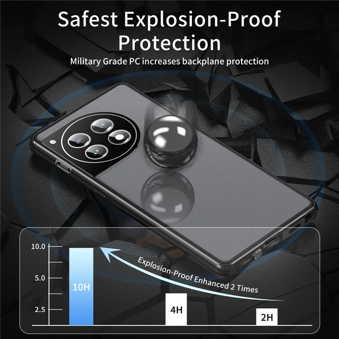 For OnePlus 12 5G Tempered Glass Case Security Lock Full Body Protection Phone Cover - Black - 7