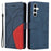 For Samsung Galaxy A35 5G Leather Case Wallet Stand Color Splicing Phone Cover - Blue - 1