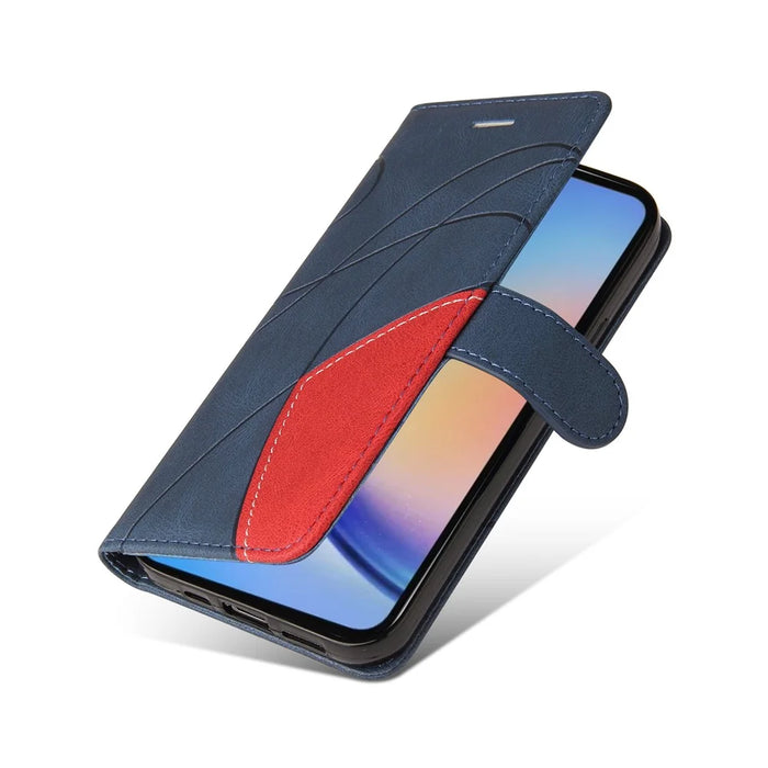 For Samsung Galaxy A35 5G Leather Case Wallet Stand Color Splicing Phone Cover - Blue - 7