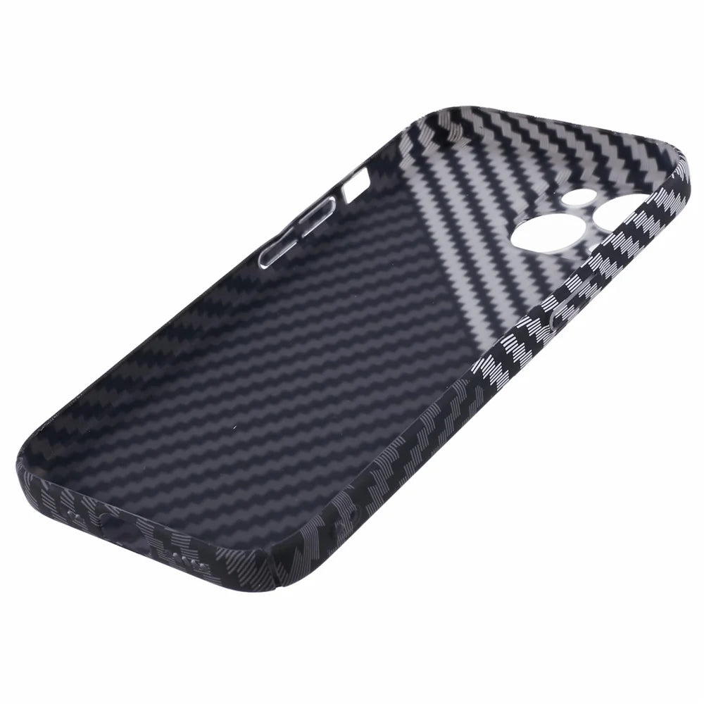 For iPhone 15 PC Phone Case Carbon Fiber Texture Protective Phone Cover - Black+White - 6