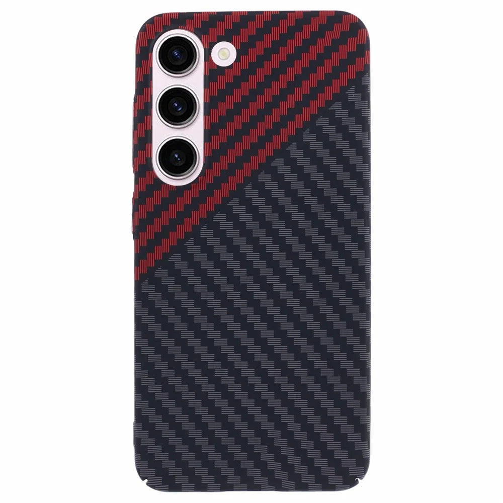 For Samsung Galaxy S24+ PC Case Carbon Fiber Texture Protective Phone Cover - Black+Red - 1