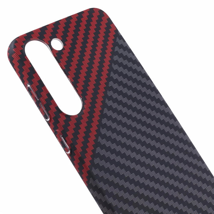 For Samsung Galaxy S23 Phone Case Carbon Fiber Texture Hard PC Back Cover - Black+Red - 7
