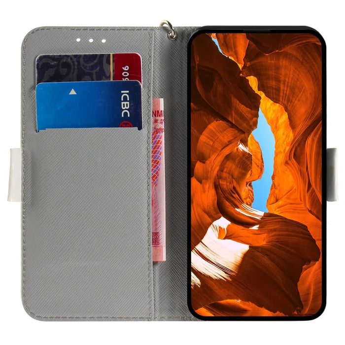 For Samsung Galaxy A35 5G Case 3D Pattern Print Wallet Phone Cover with Strap - Watercolor Flowers - 2