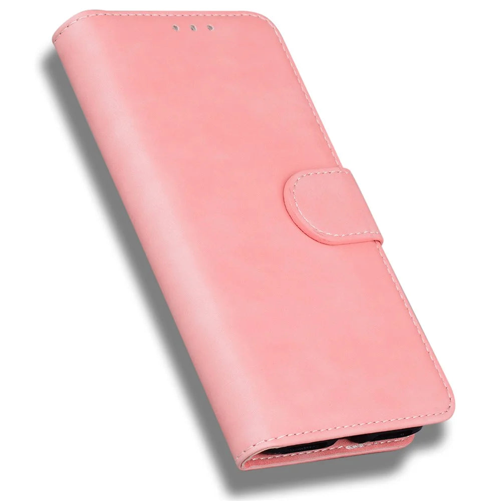 For Samsung Galaxy A35 5G Case Solid Color Leather Phone Cover with Wallet - Pink - 5
