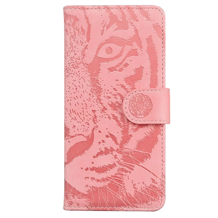For Samsung Galaxy A55 5G Tiger Pattern Leather Case Wallet Protective Cover - Pink - 6