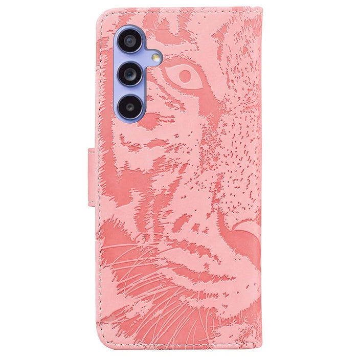 For Samsung Galaxy A55 5G Tiger Pattern Leather Case Wallet Protective Cover - Pink - 7
