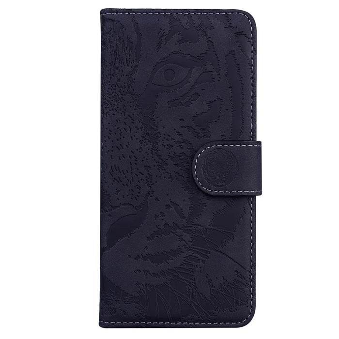 For Samsung Galaxy A35 5G Case Tiger Pattern Imprinted Leather Phone Cover - Black - 6