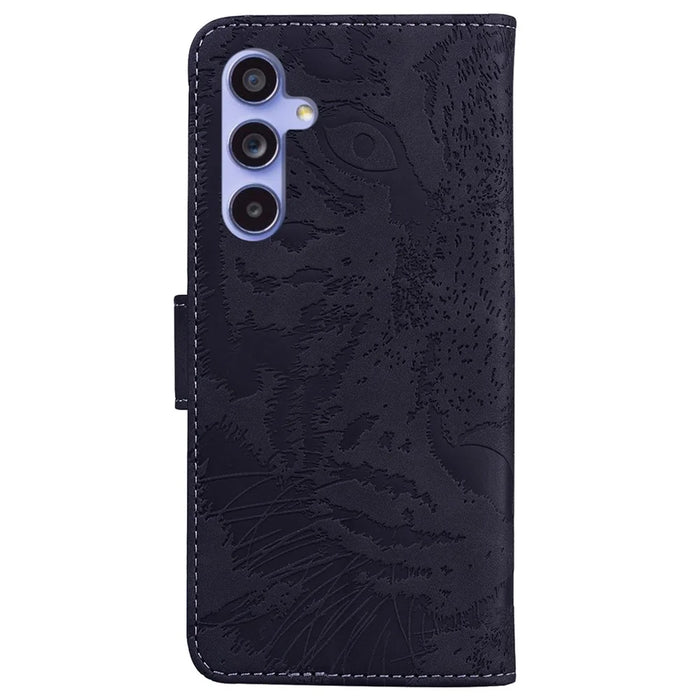 For Samsung Galaxy A35 5G Case Tiger Pattern Imprinted Leather Phone Cover - Black - 7