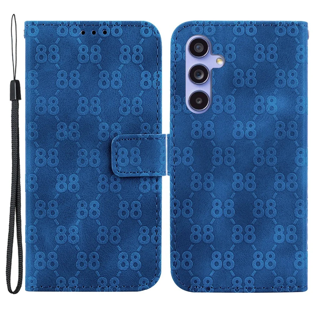 For Samsung Galaxy A35 5G Case PU Leather Wallet Phone Cover Double 8-Shape - Dark Blue - 1