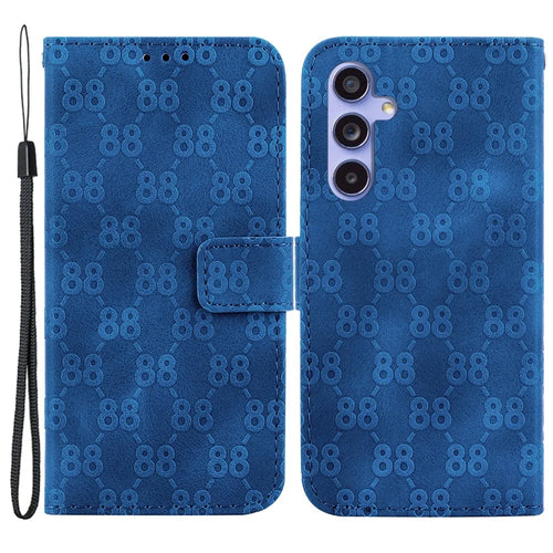 For Samsung Galaxy A35 5G Case PU Leather Wallet Phone Cover Double 8-Shape - Dark Blue - 1