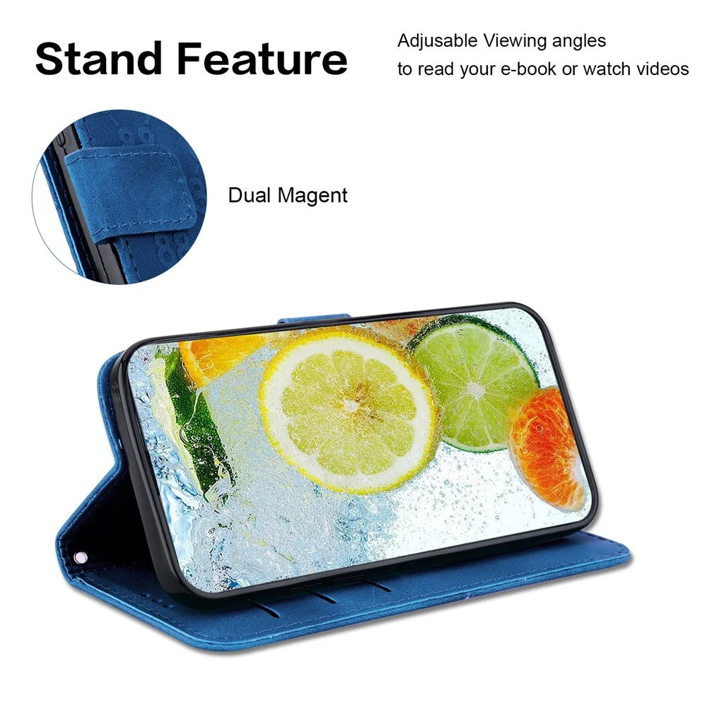 For Samsung Galaxy A35 5G Case PU Leather Wallet Phone Cover Double 8-Shape - Dark Blue - 3