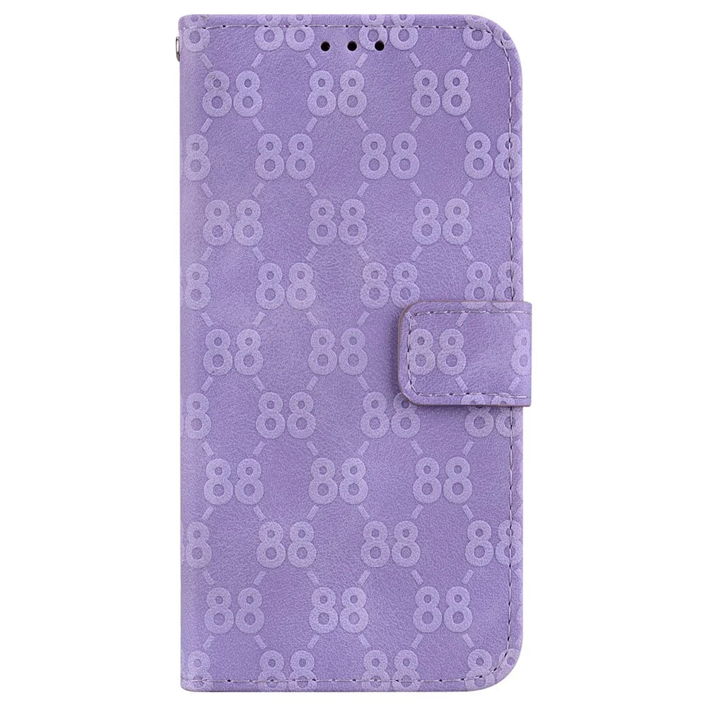 For Samsung Galaxy A55 5G Case Double 8-Shape Imprinted Leather Cover with Wallet - Purple - 7
