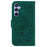 For Samsung Galaxy A55 5G Leather Case Rose Butterfly Imprinted Phone Cover - Green - 7