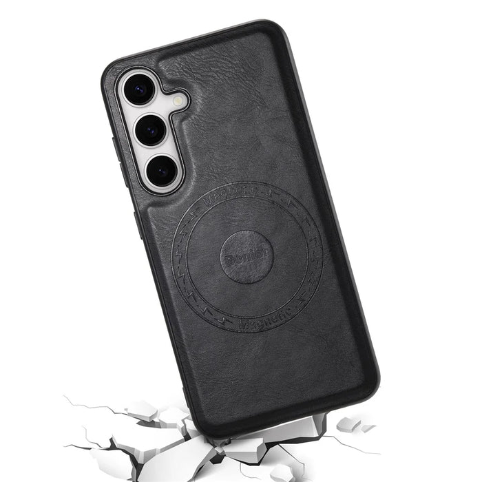 DENIOR For Samsung Galaxy S24 Cowhide Texture Phone Case Magnetic Leather Back Cover - Black - 3