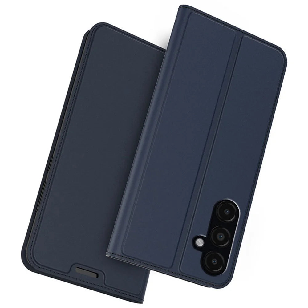 For Samsung Galaxy S24 Phone Stand Case Card Holder PU Leather Cell Phone Cover - Blue - 1