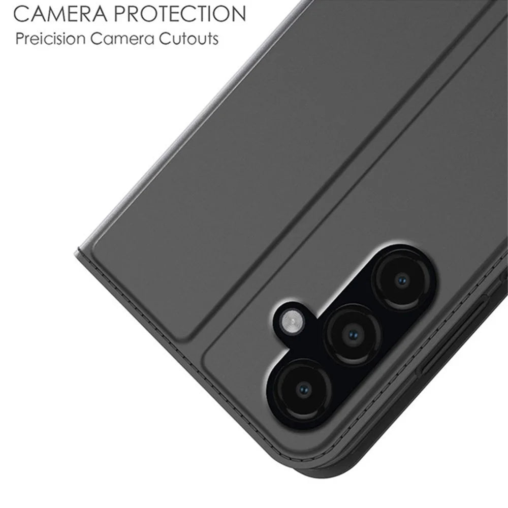 For Samsung Galaxy S24+ Card Holder PU Leather Phone Cover Anti-Scratch Cell Phone Stand Case - Black - 4