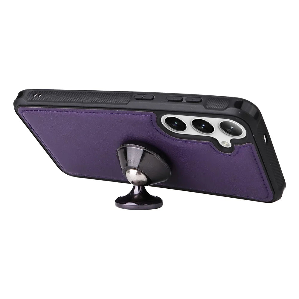 For Samsung Galaxy S25 / S24 Magnetic Leather Case Mobile Cover with Detachable Zipper Wallet Strap - Purple - 7