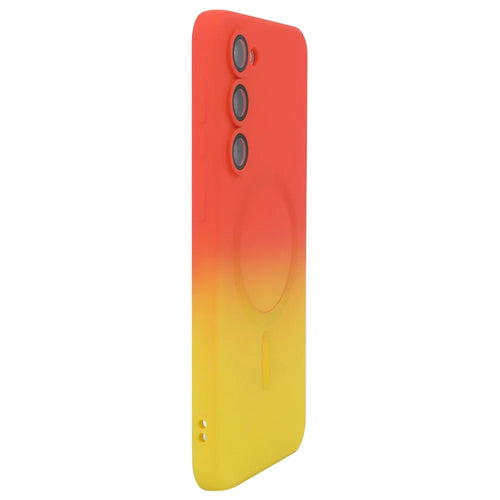 ENAKY HAT PRINCE For Samsung Galaxy S24 Magnetic Silicone Case Gradient Dual Color - Orange+Yellow - 1